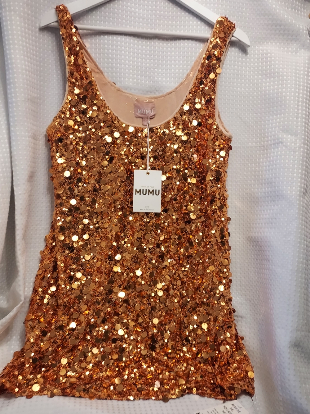 Mumu Gold Sequin Tank Dress